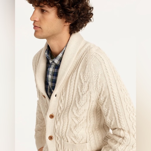 NWT JCrew Cotton cable-knit shawl-collar cardigan sweater - Picture 2 of 4